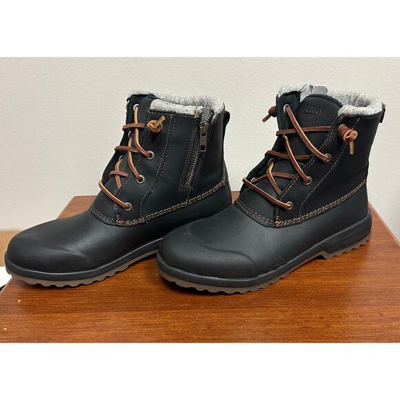Sperry Black STS82666 Maritime Repel Sz 8 Leather Thinsulate Waterproof Boots - Picture 3 of 9